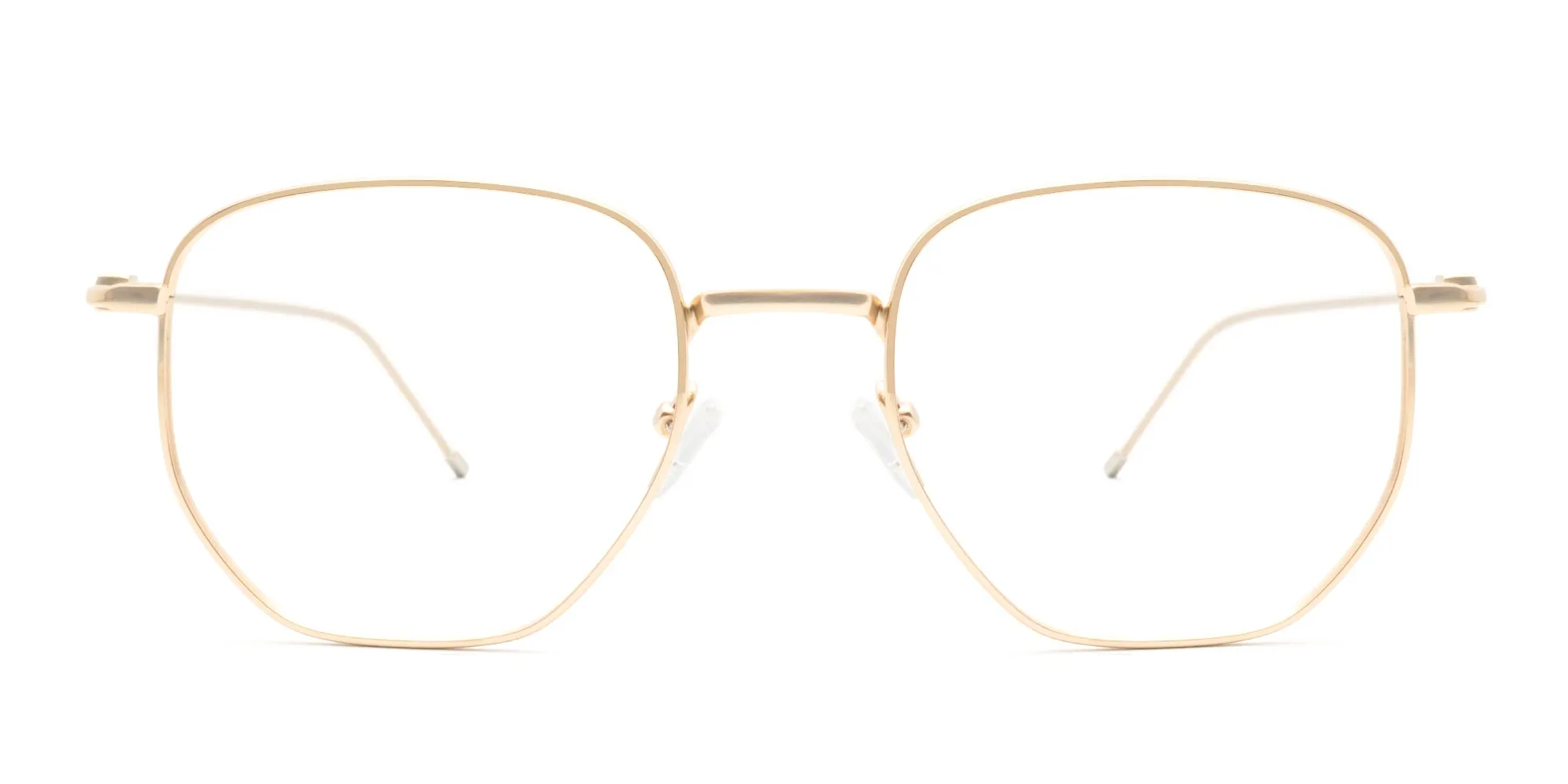 Metal full rim geometric frames in Champagne Gold – KEMPSTON 2 by Tom Archer